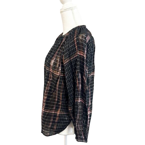 Apiece Apart Womens Plaid Isla Top Size 2 Metallic Peasant Festive Holiday - Picture 4 of 7